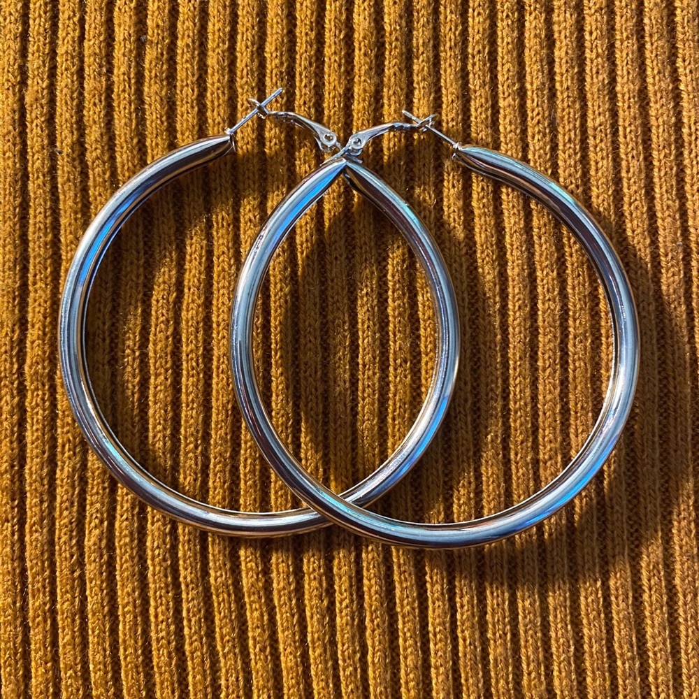 Large Silver Hoop Earrings
